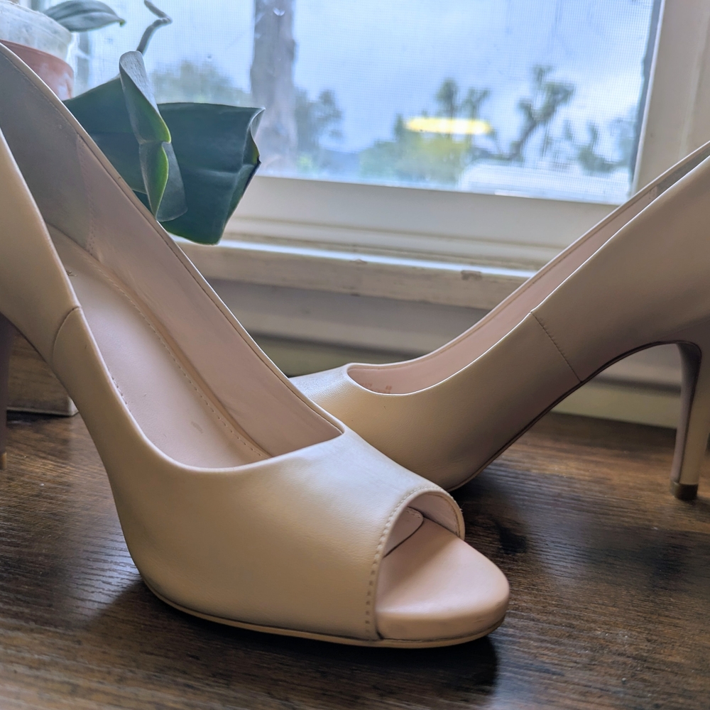 Cole Haan Beige Peep-Toe Heels